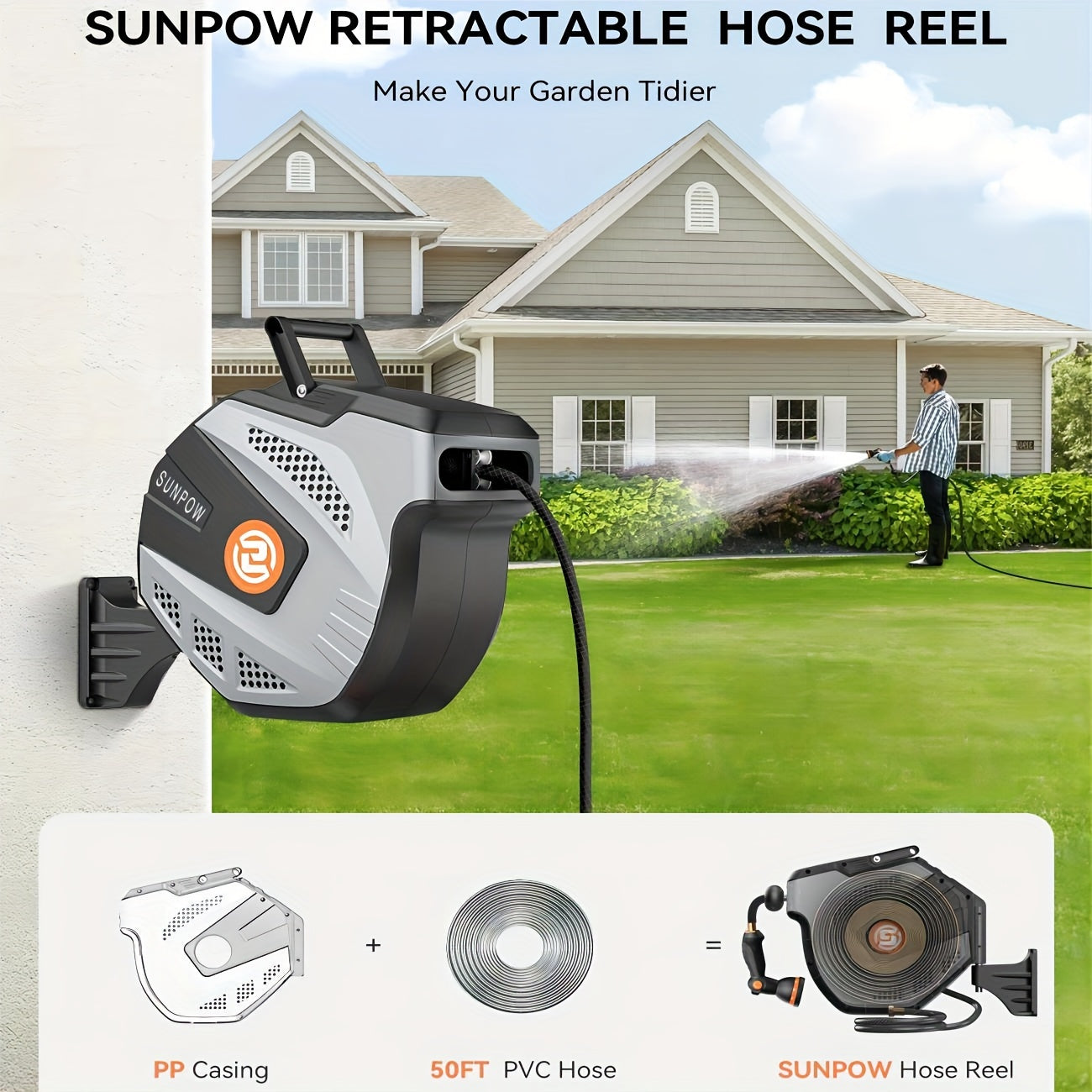 Sunpow Retractable Garden Hose Reel