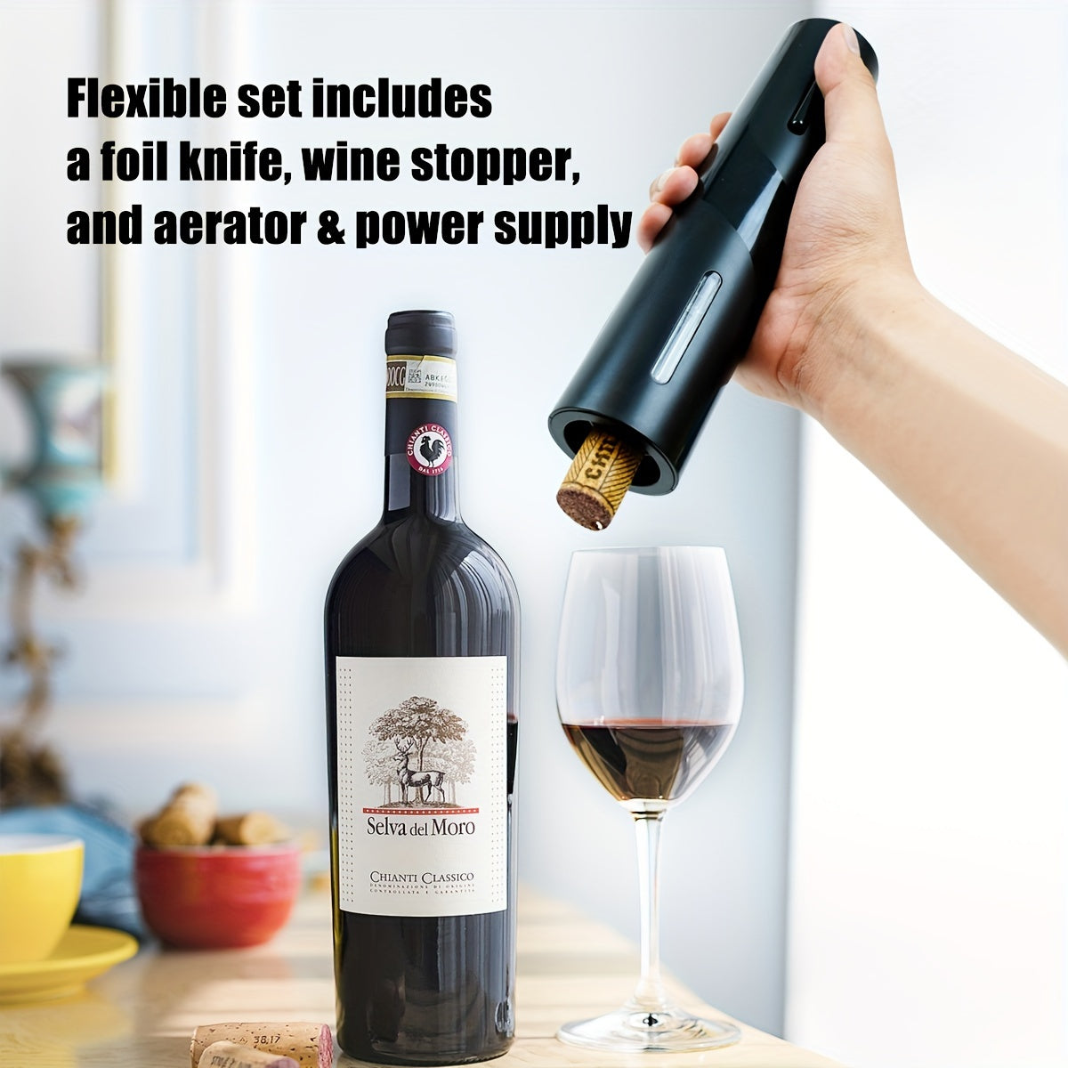 Electric Wine Opener Set with Foil Cutter