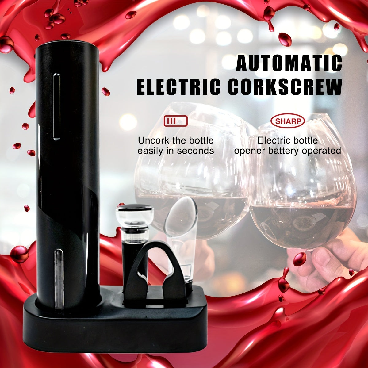 Electric Wine Opener Set with Foil Cutter